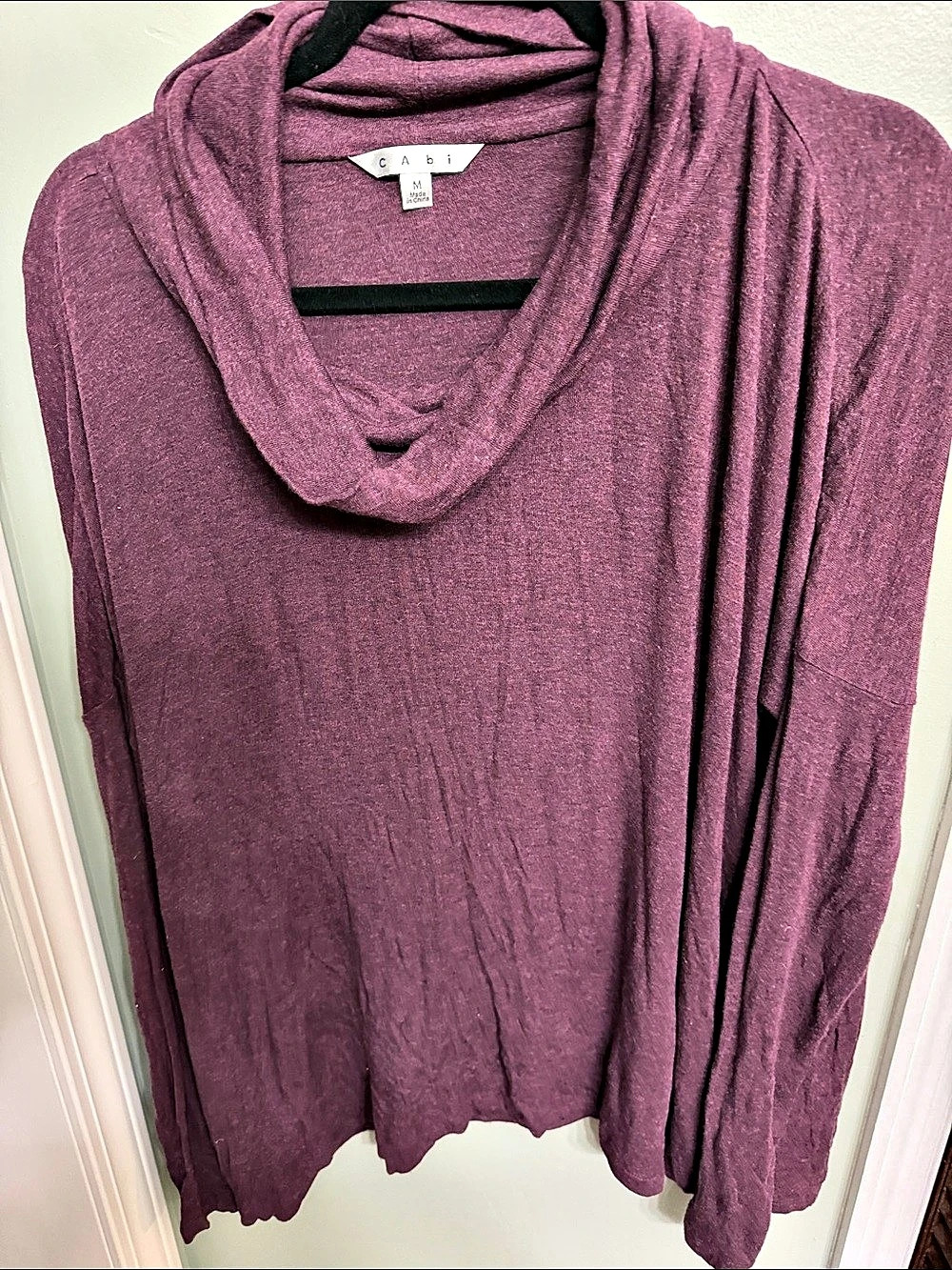 CAbi Cowl Neck Slouch Purple Cowl Neck Tunic Size Medium